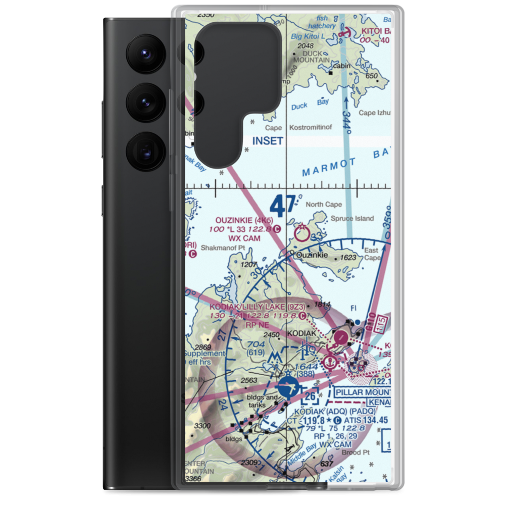 Ouzinkie Airport (4K5) VFR Sectional Samsung Case Samsung Galaxy S22 Ultra model shown