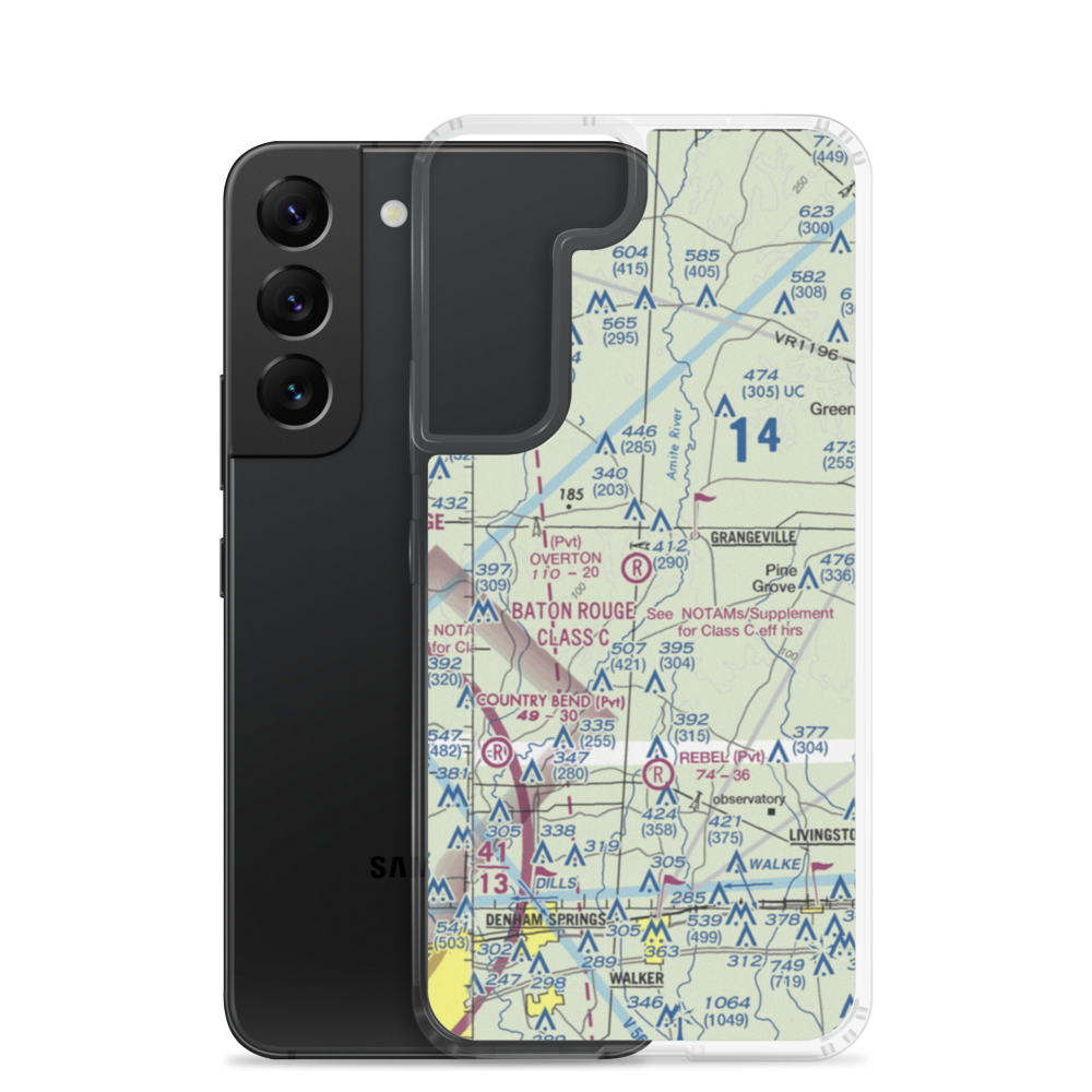 Overton Private Airport (4LA8) VFR Sectional Samsung Case Samsung Galaxy S22 model shown