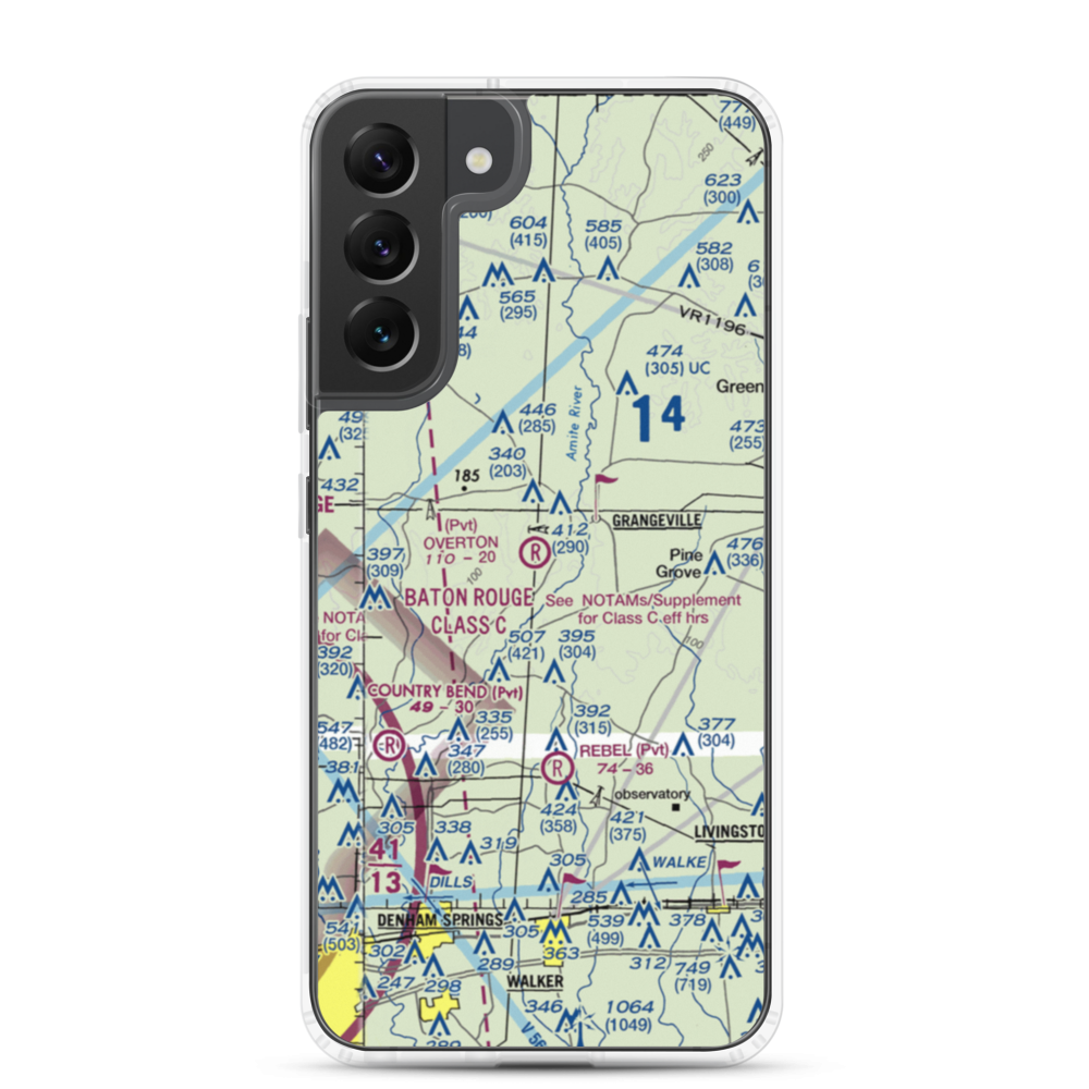 Overton Private Airport (4LA8) VFR Sectional Samsung Case Samsung Galaxy S22 Plus model shown