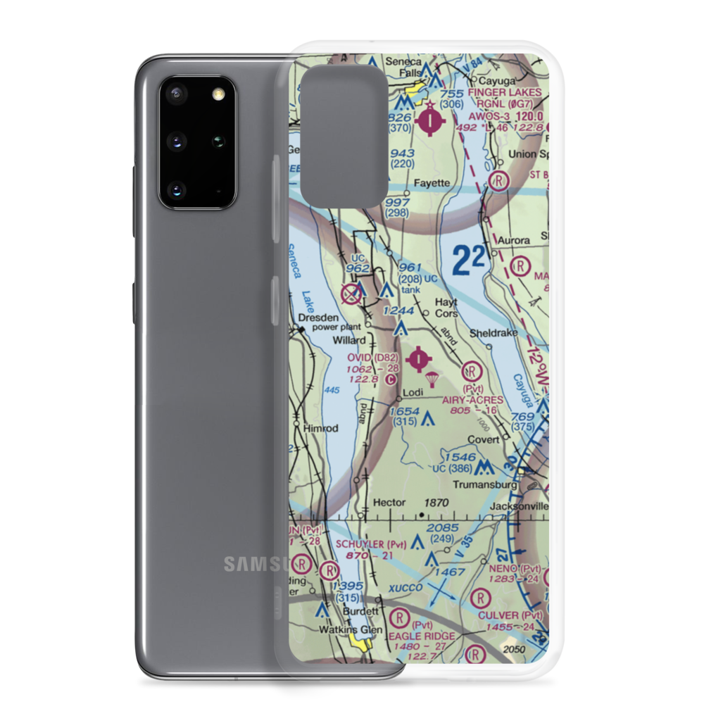 Ovid Airport (D82) VFR Sectional Samsung Case Samsung Galaxy S20 Plus model shown