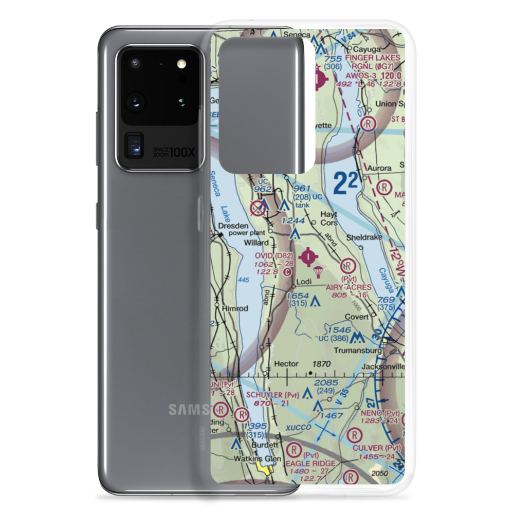 Ovid Airport (D82) VFR Sectional Samsung Case Samsung Galaxy S20 Ultra model shown