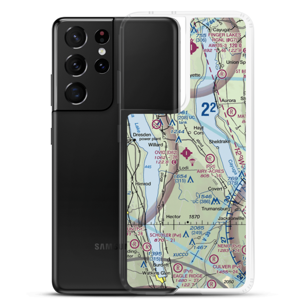 Ovid Airport (D82) VFR Sectional Samsung Case Samsung Galaxy S21 Ultra model shown