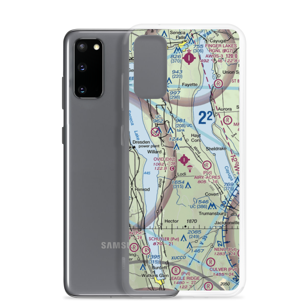 Ovid Airport (D82) VFR Sectional Samsung Case Samsung Galaxy S20 model shown