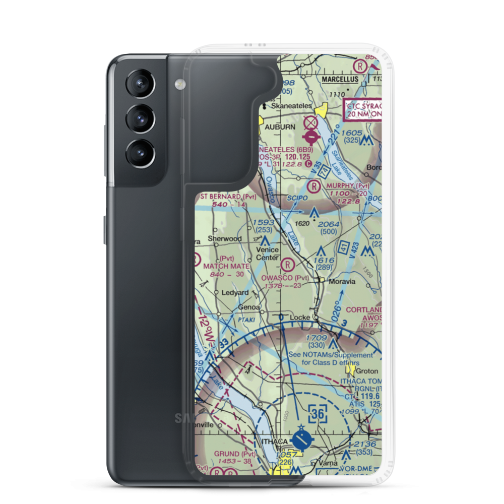 Owasco Airport (92NK) VFR Sectional Samsung Case Samsung Galaxy S21 model shown