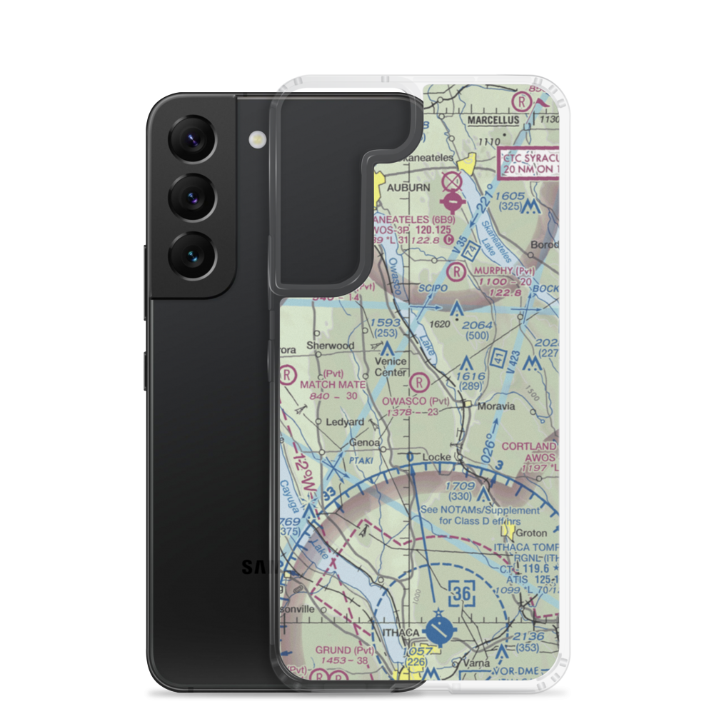 Owasco Airport (92NK) VFR Sectional Samsung Case Samsung Galaxy S22 model shown
