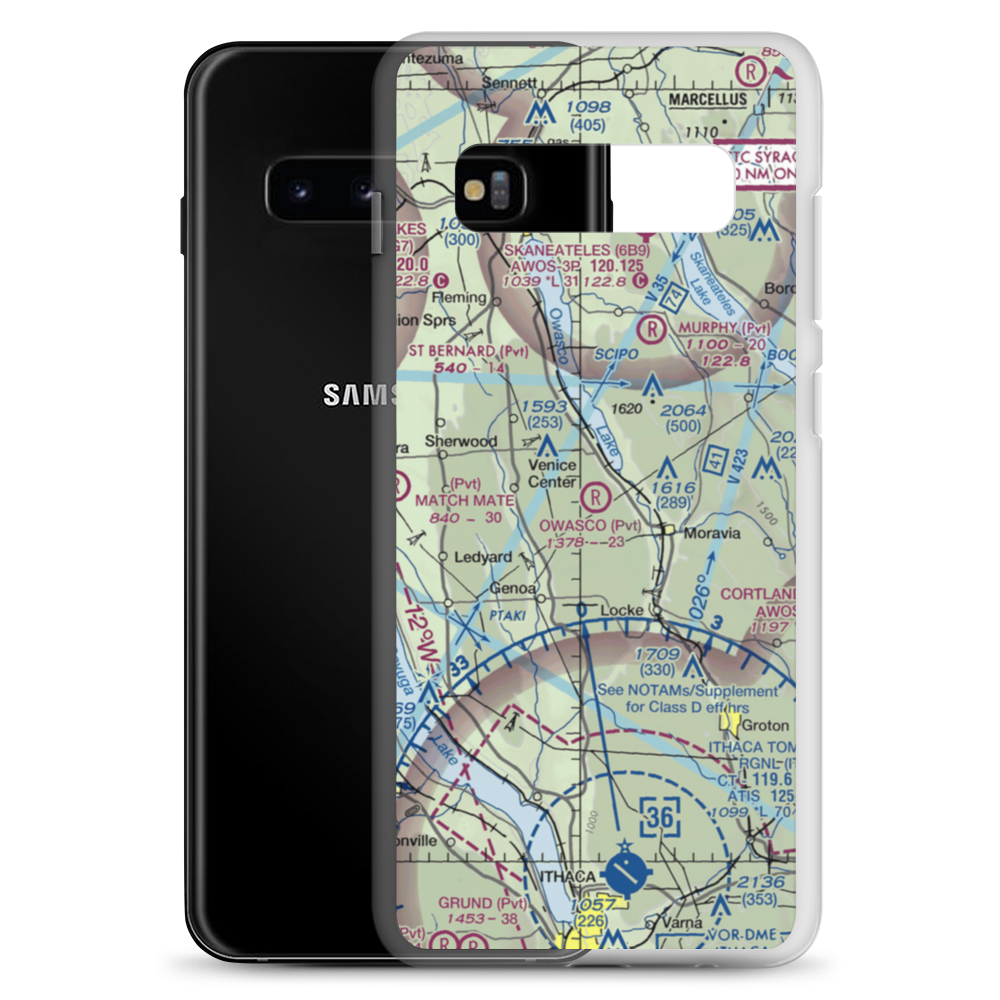 Owasco Airport (92NK) VFR Sectional Samsung Case Samsung Galaxy S10+ model shown