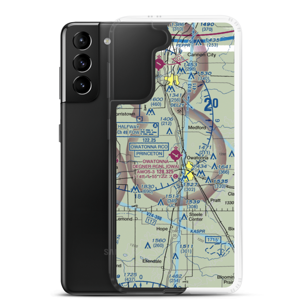Owatonna Degner Regional Airport (OWA) VFR Sectional Samsung Case Samsung Galaxy S21 Plus model shown