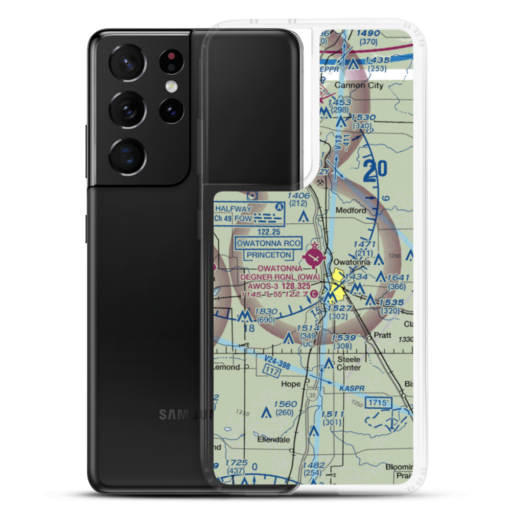 Owatonna Degner Regional Airport (OWA) VFR Sectional Samsung Case Samsung Galaxy S21 Ultra model shown