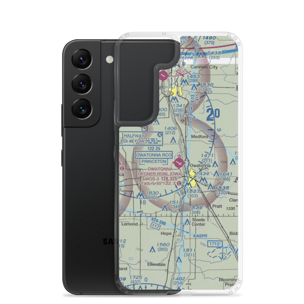 Owatonna Degner Regional Airport (OWA) VFR Sectional Samsung Case Samsung Galaxy S22 model shown