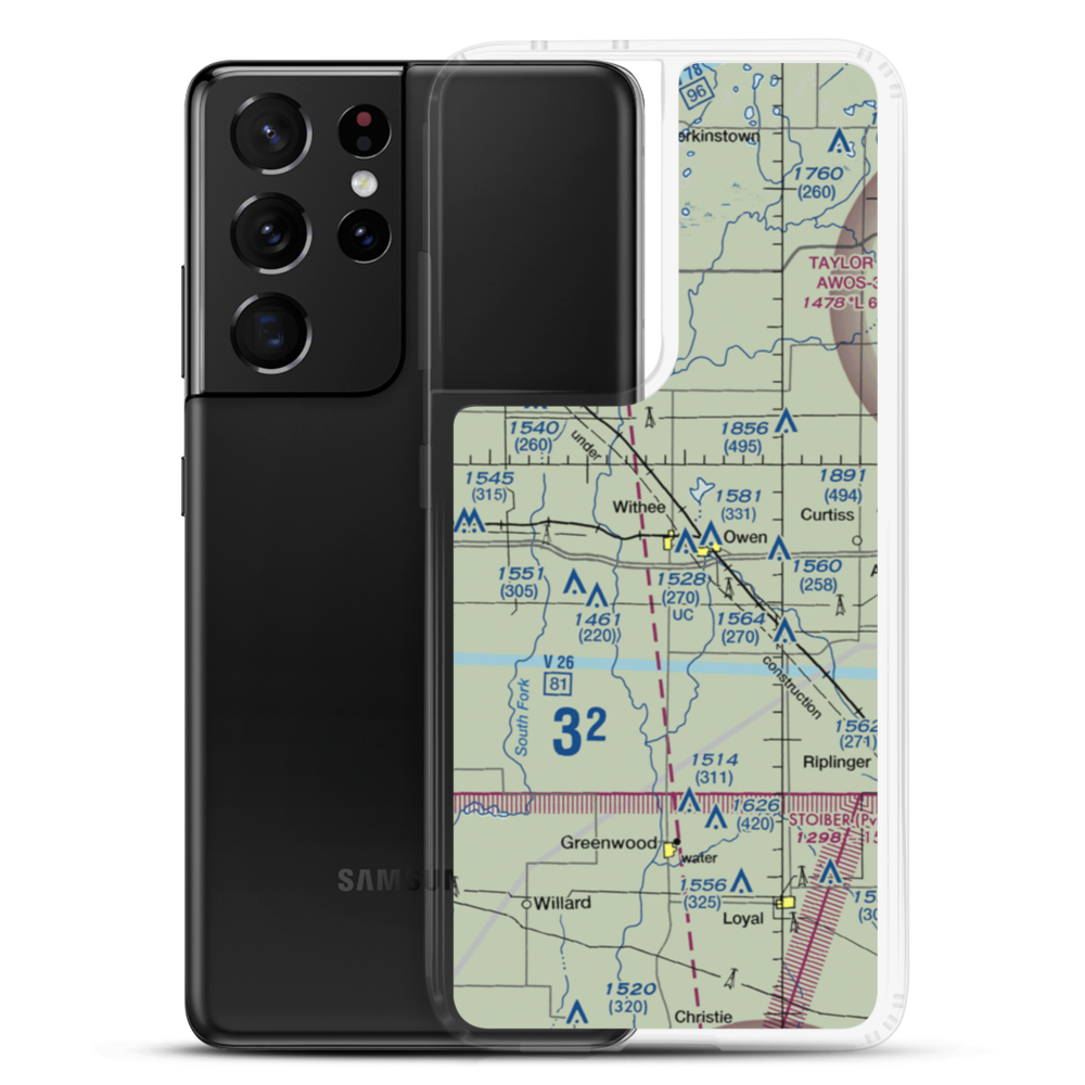 Owen-Withee Airport (WS42) VFR Sectional Samsung Case Samsung Galaxy S21 Ultra model shown