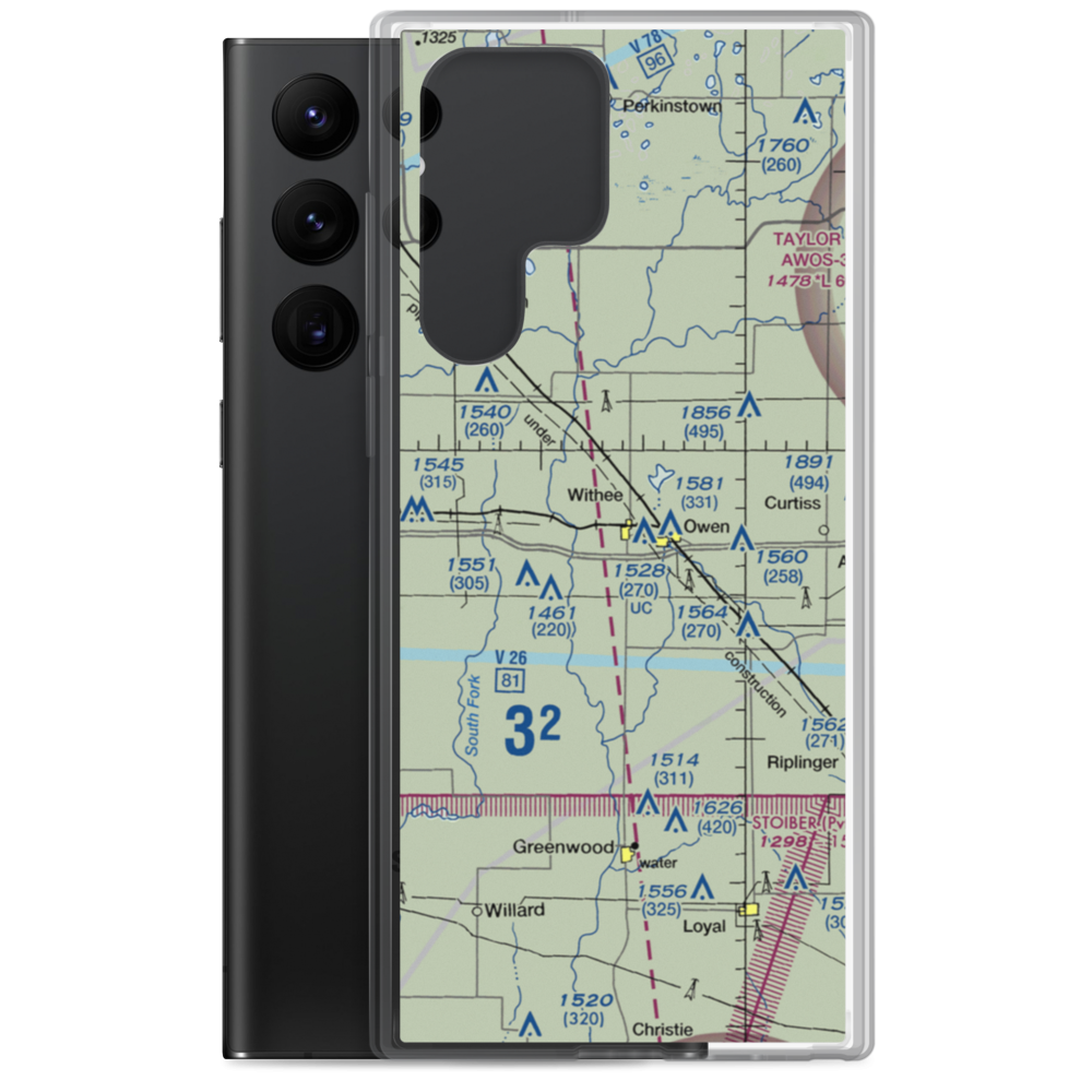 Owen-Withee Airport (WS42) VFR Sectional Samsung Case Samsung Galaxy S22 Ultra model shown