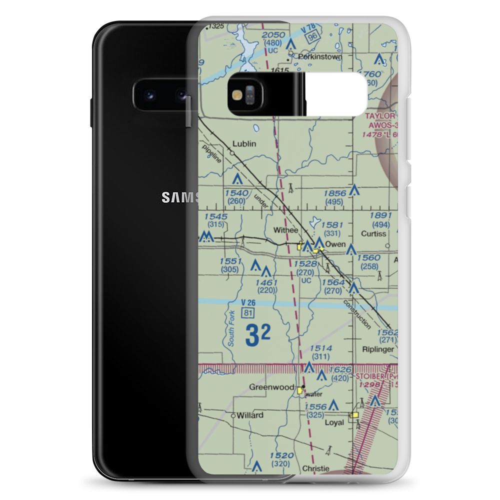 Owen-Withee Airport (WS42) VFR Sectional Samsung Case Samsung Galaxy S10+ model shown