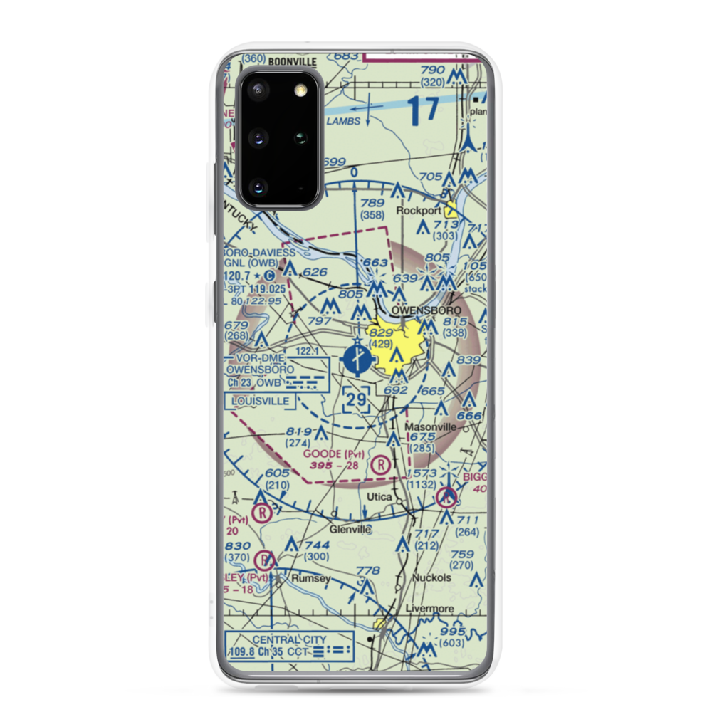 Owensboro Daviess County Airport (OWB) VFR Sectional Samsung Case Samsung Galaxy S20 Plus model shown