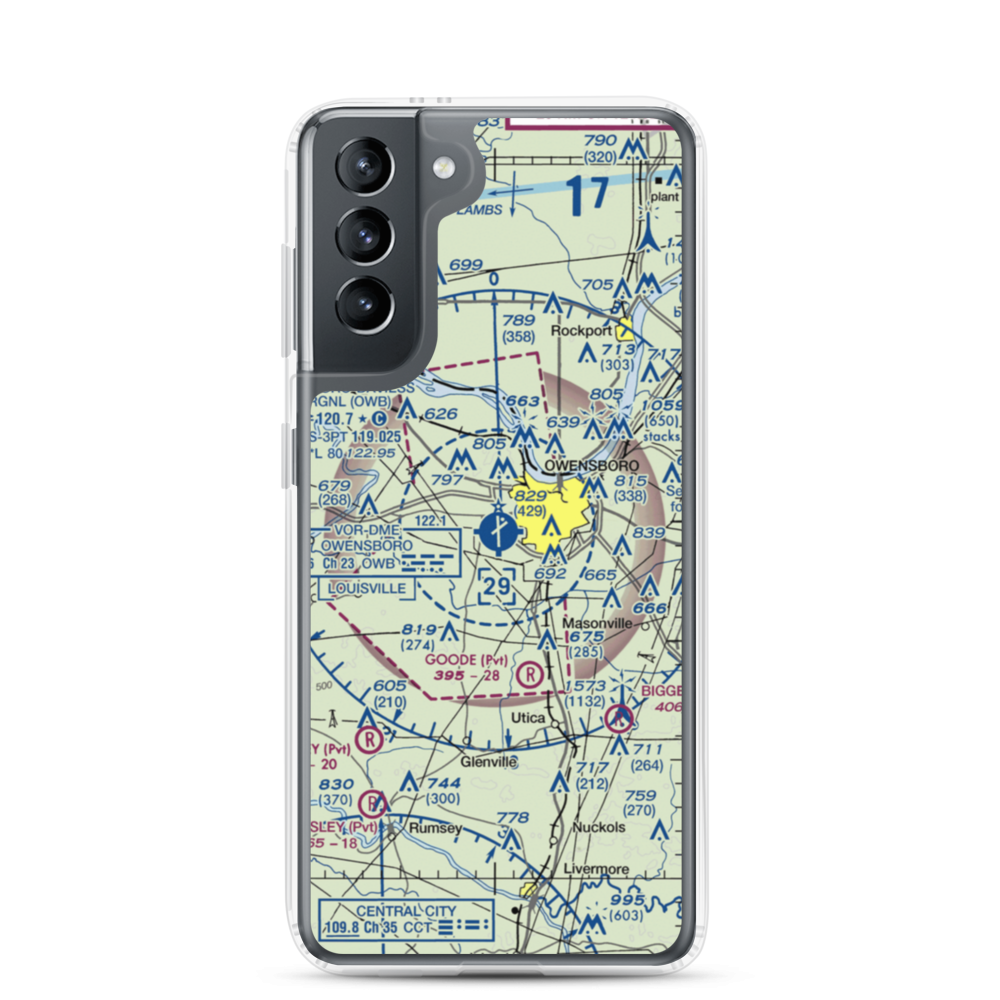 Owensboro Daviess County Airport (OWB) VFR Sectional Samsung Case Samsung Galaxy S21 model shown