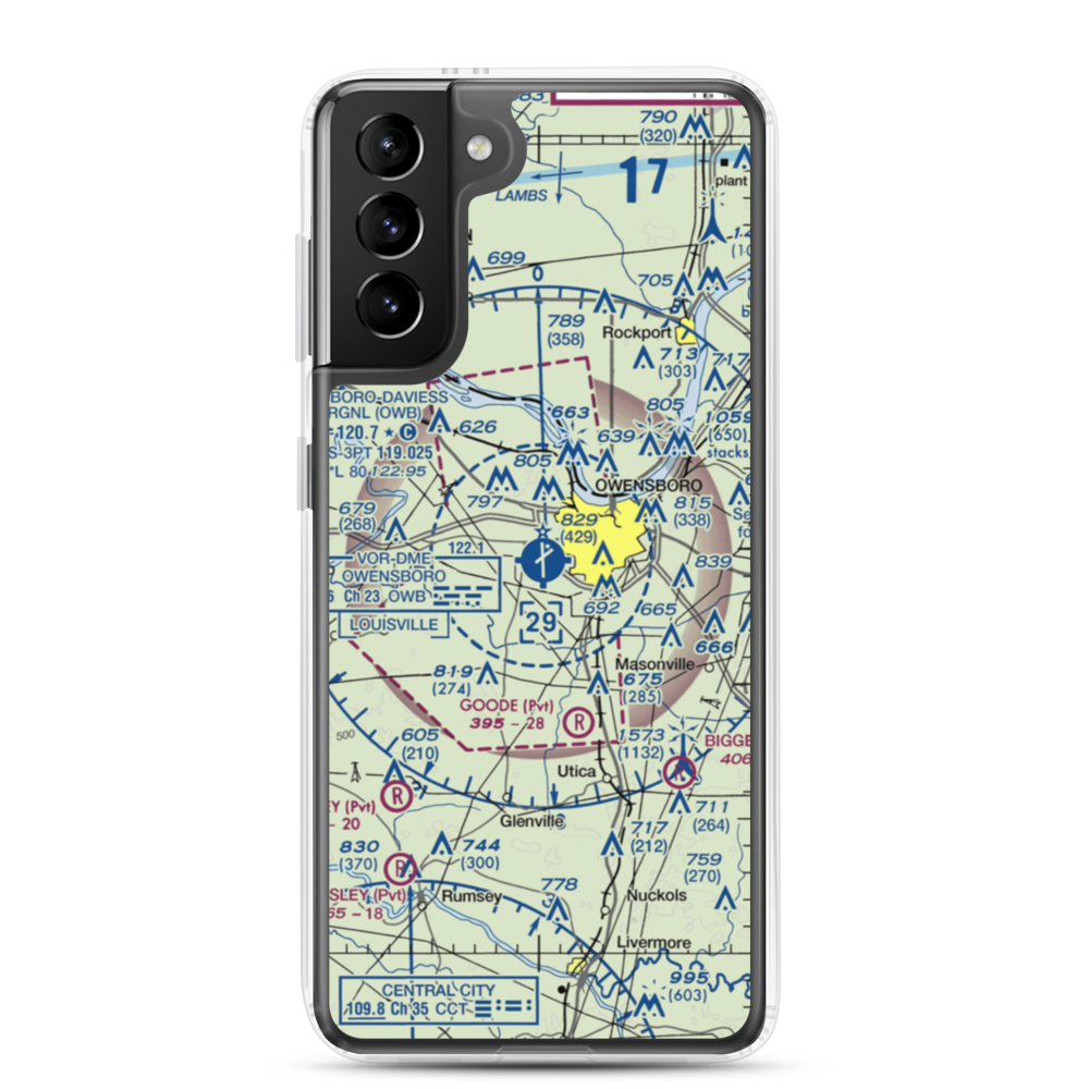 Owensboro Daviess County Airport (OWB) VFR Sectional Samsung Case Samsung Galaxy S21 Plus model shown