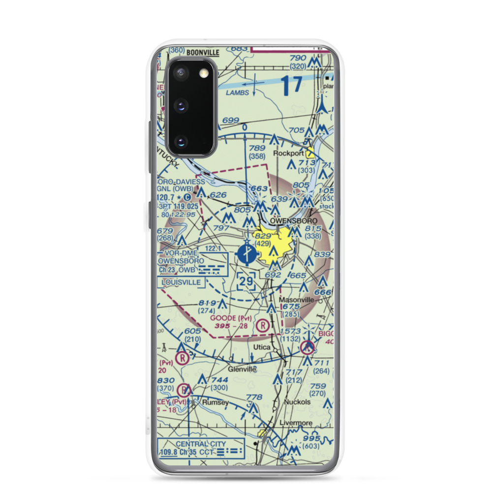 Owensboro Daviess County Airport (OWB) VFR Sectional Samsung Case Samsung Galaxy S20 model shown