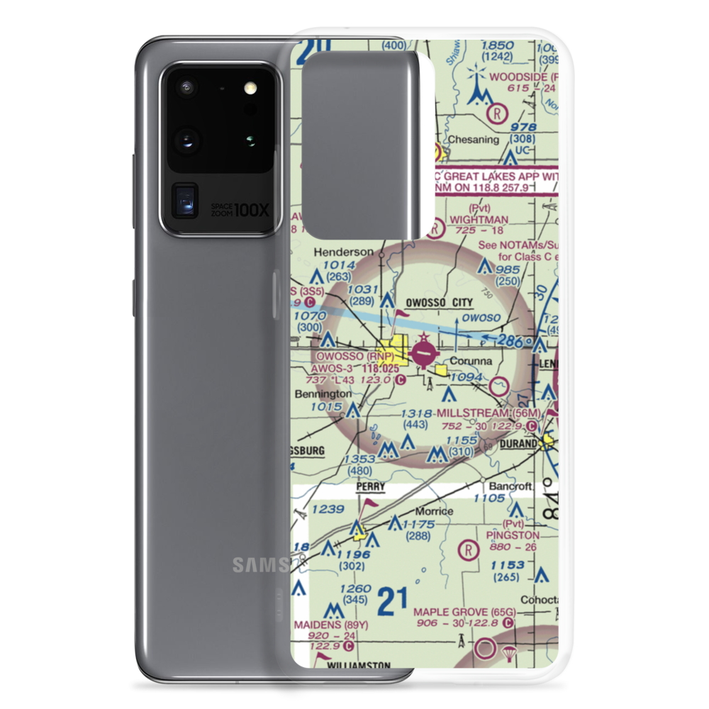 Owosso Community Airport (RNP) VFR Sectional Samsung Case Samsung Galaxy S20 Ultra model shown