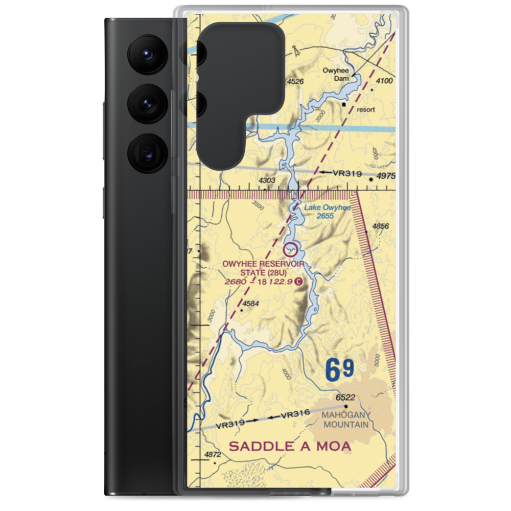 Owyhee Reservoir State Airport (28U) VFR Sectional Samsung Case Samsung Galaxy S22 Ultra model shown