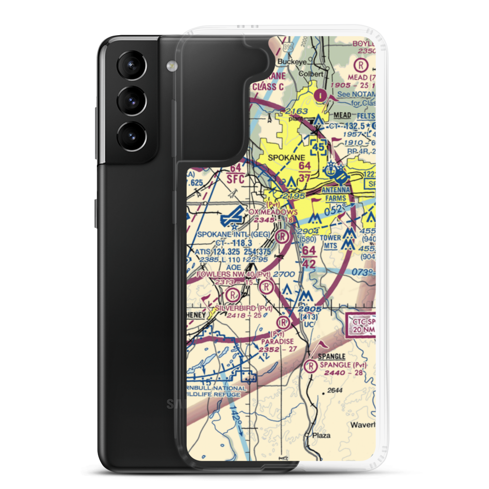 Ox Meadows Airport (04WA) VFR Sectional Samsung Case Samsung Galaxy S21 Plus model shown