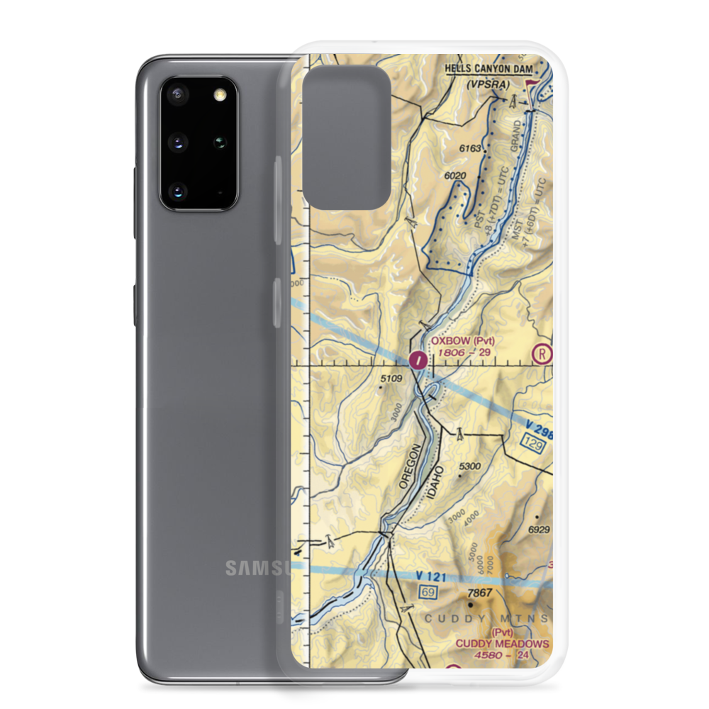 Oxbow Airport (OR12) VFR Sectional Samsung Case Samsung Galaxy S20 Plus model shown
