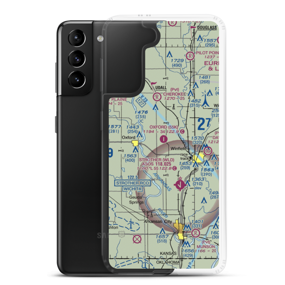 Oxford Municipal Airport (55K) VFR Sectional Samsung Case Samsung Galaxy S21 Plus model shown