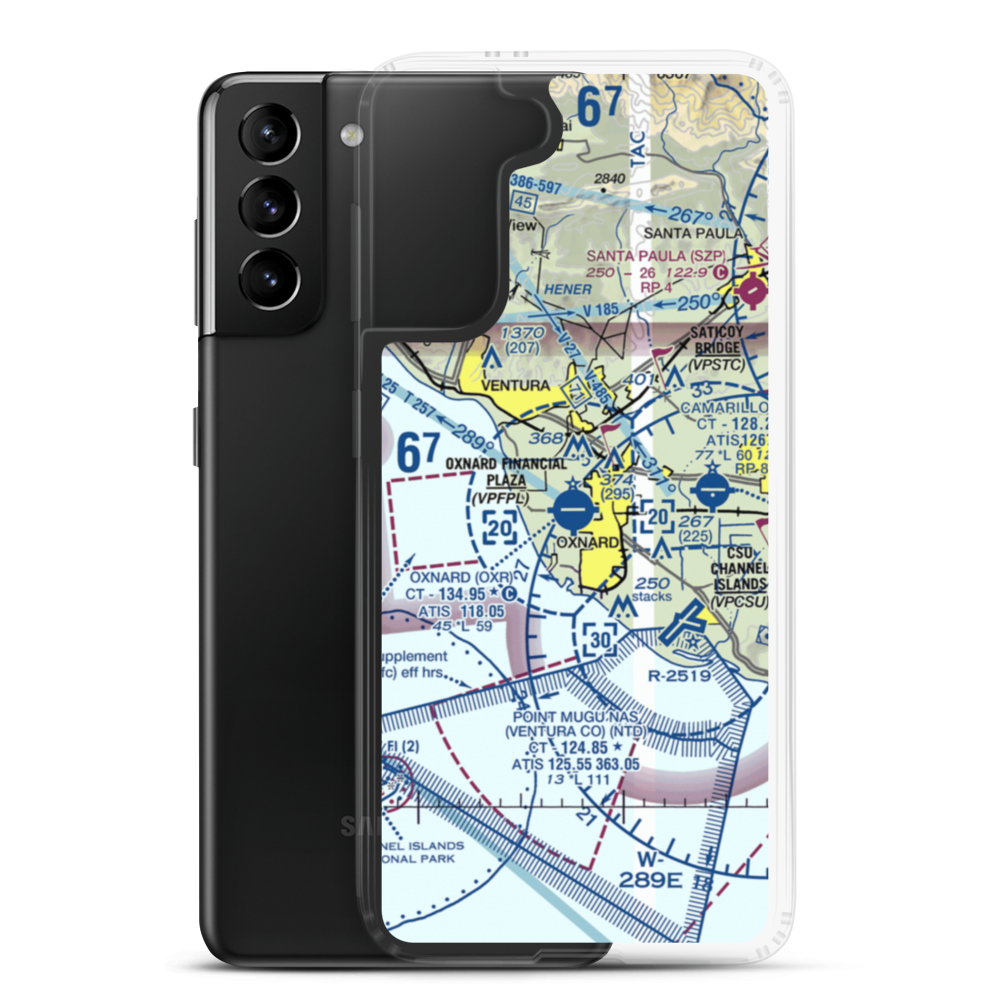 Oxnard Airport (OXR) VFR Sectional Samsung Case Samsung Galaxy S21 Plus model shown