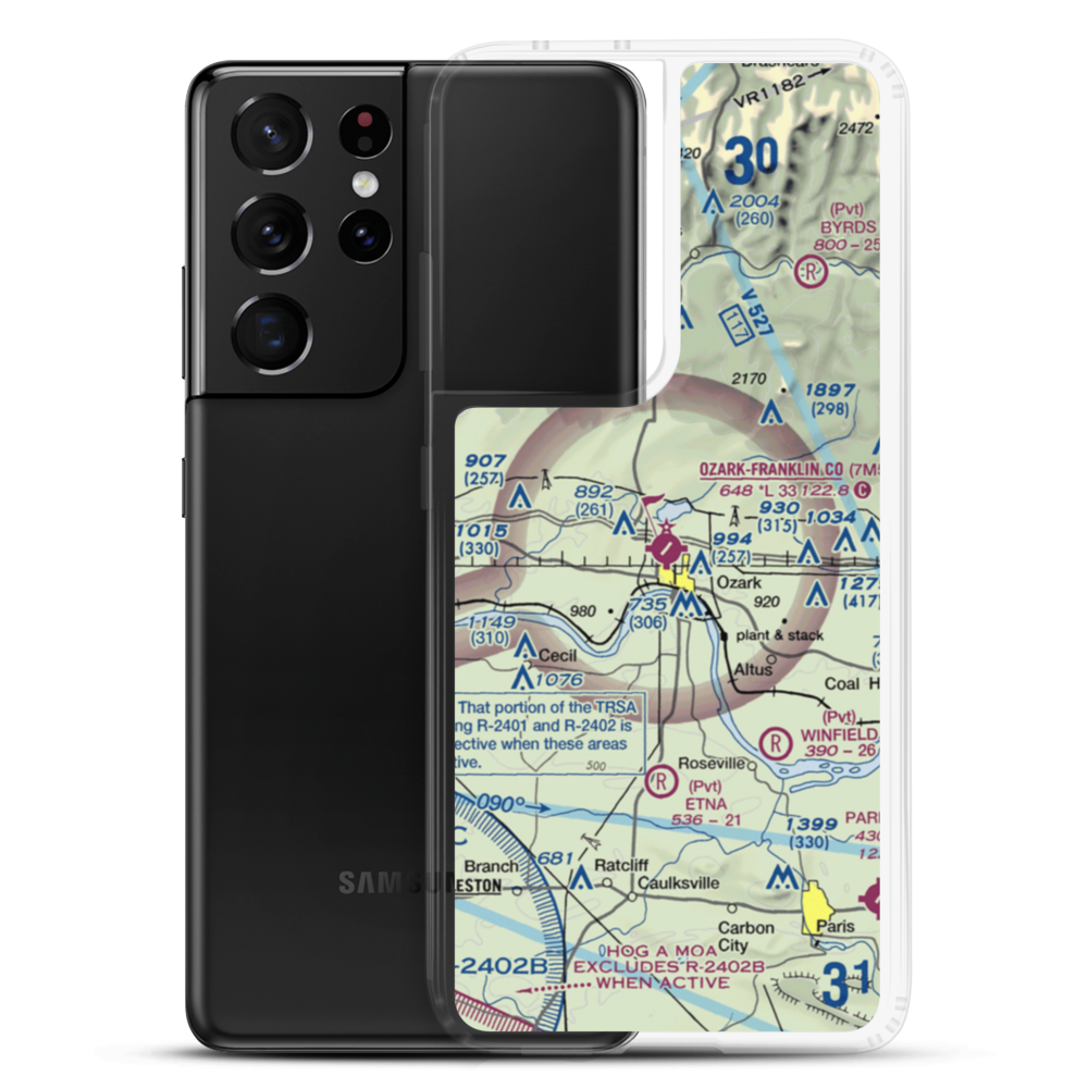 Ozark Franklin County Airport (7M5) VFR Sectional Samsung Case Samsung Galaxy S21 Ultra model shown