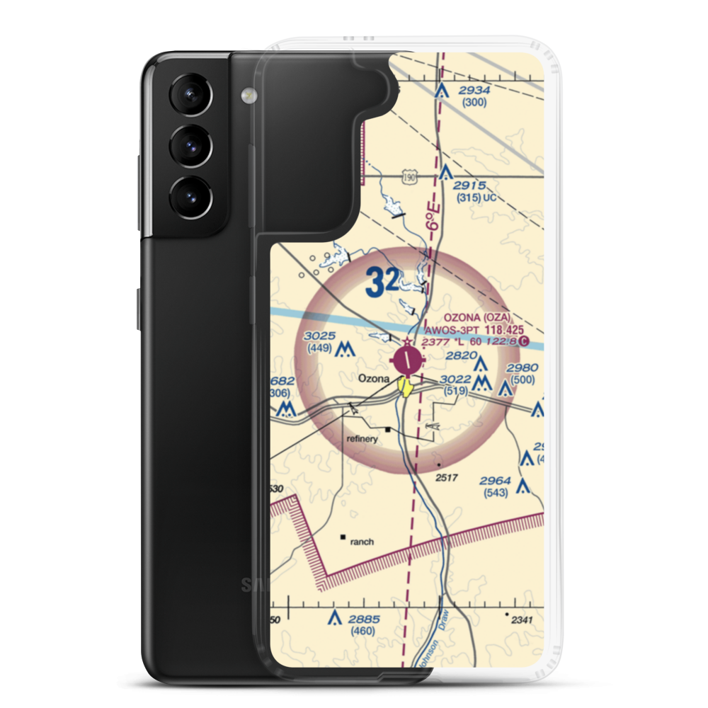 Ozona Municipal Airport (OZA) VFR Sectional Samsung Case Samsung Galaxy S21 Plus model shown