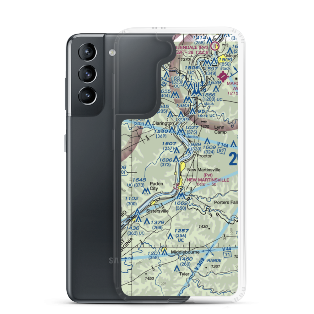 P W Johnson Memorial Airport (75D) VFR Sectional Samsung Case Samsung Galaxy S21 model shown