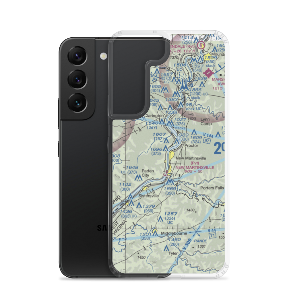 P W Johnson Memorial Airport (75D) VFR Sectional Samsung Case Samsung Galaxy S22 model shown
