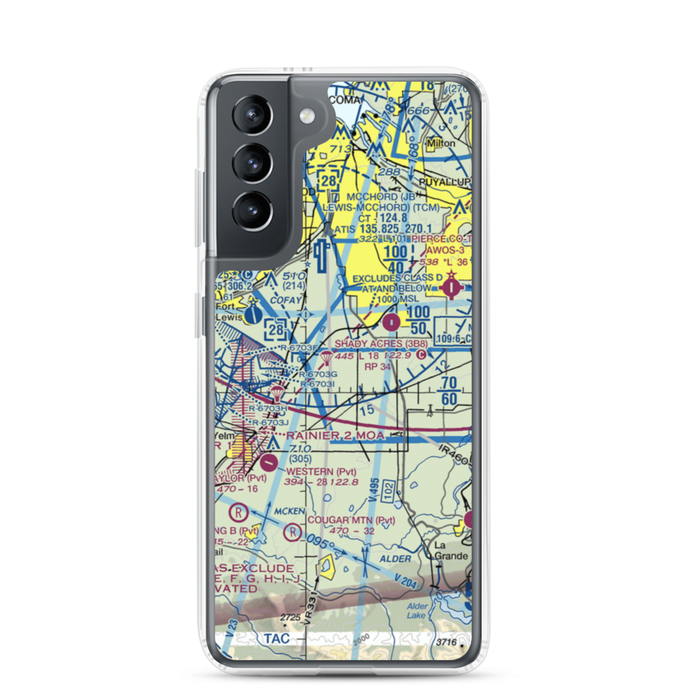 Pacemaker Landing Zone Airport (KZ10) VFR Sectional Samsung Case Samsung Galaxy S21 model shown