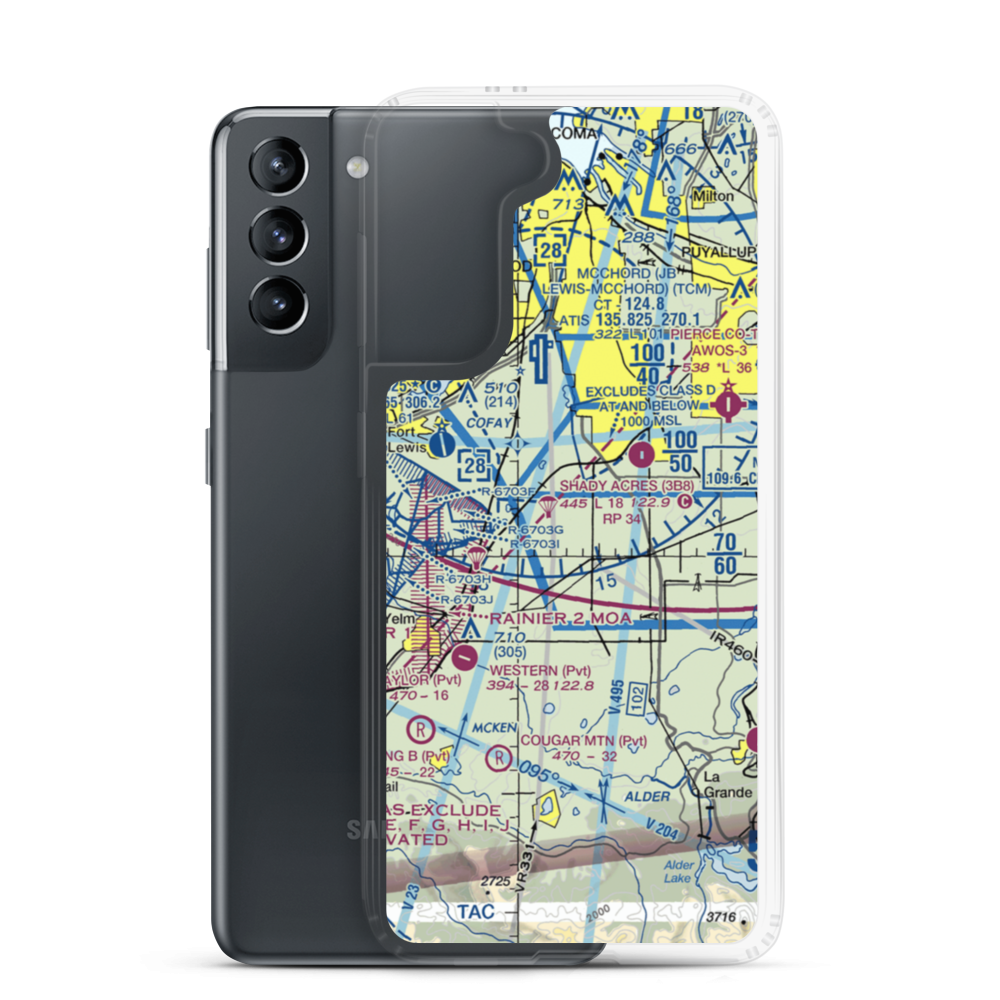 Pacemaker Landing Zone Airport (KZ10) VFR Sectional Samsung Case Samsung Galaxy S21 model shown