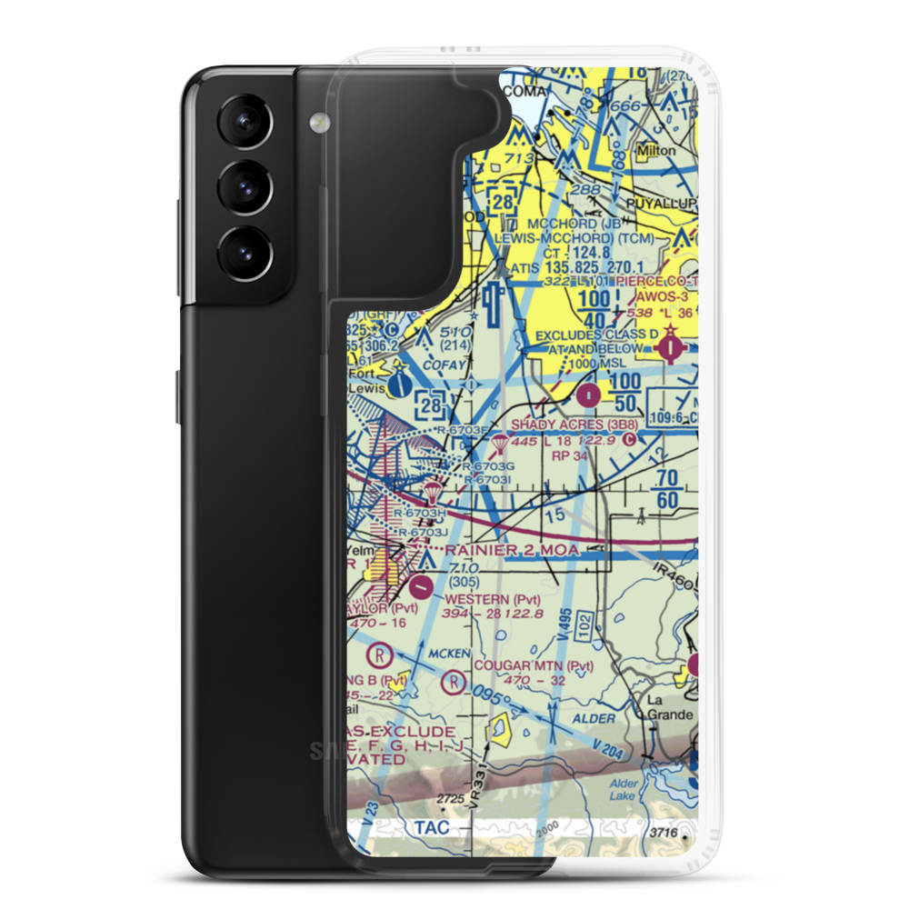 Pacemaker Landing Zone Airport (KZ10) VFR Sectional Samsung Case Samsung Galaxy S21 Plus model shown