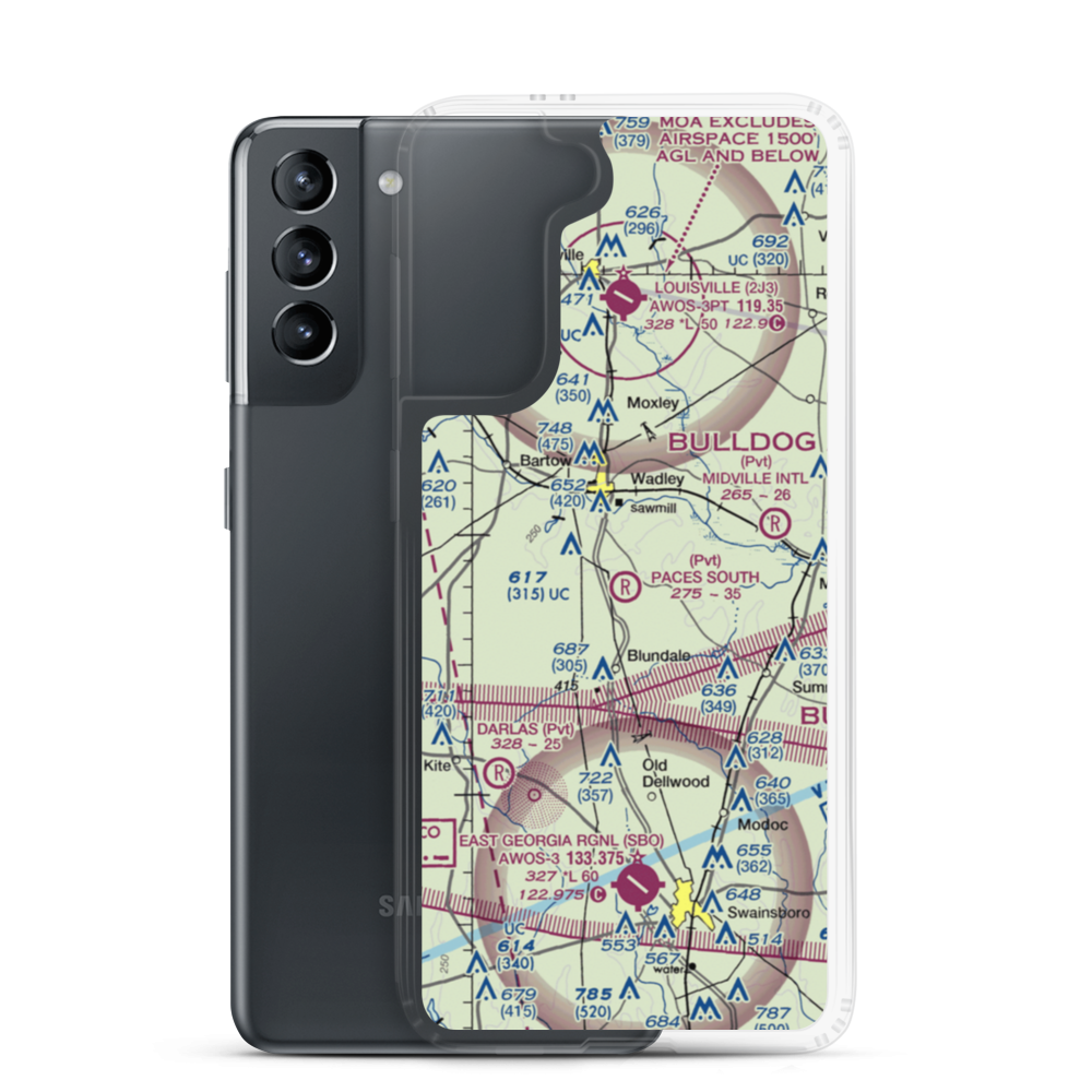 Paces South Farms Airport (82GA) VFR Sectional Samsung Case Samsung Galaxy S21 model shown