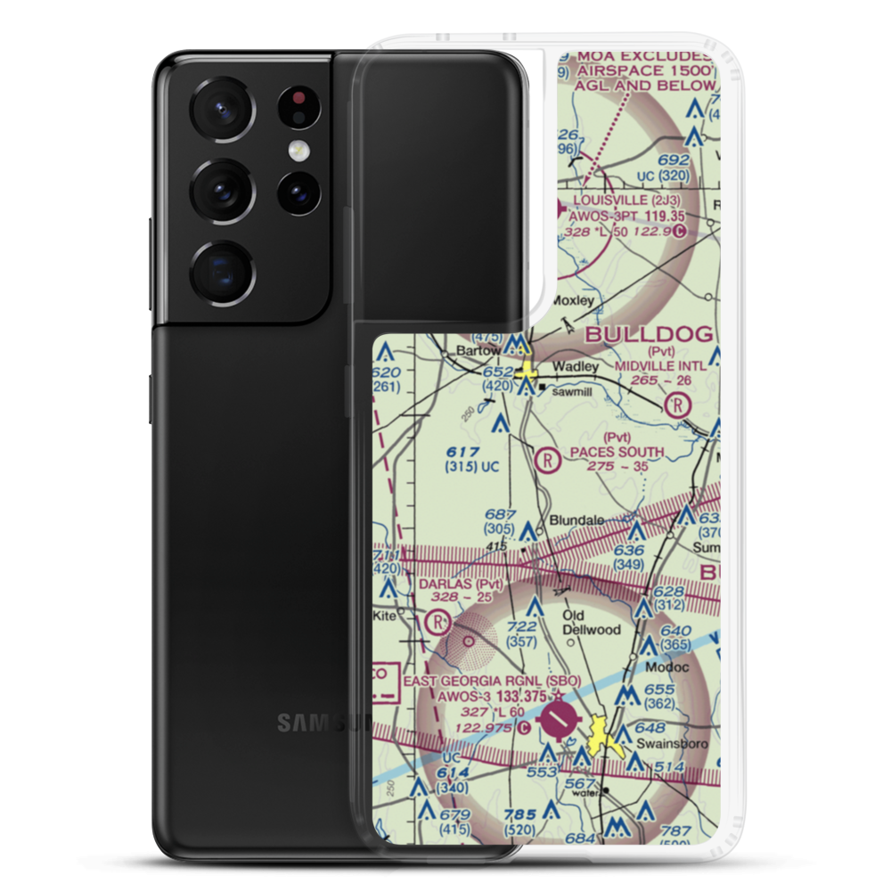 Paces South Farms Airport (82GA) VFR Sectional Samsung Case Samsung Galaxy S21 Ultra model shown