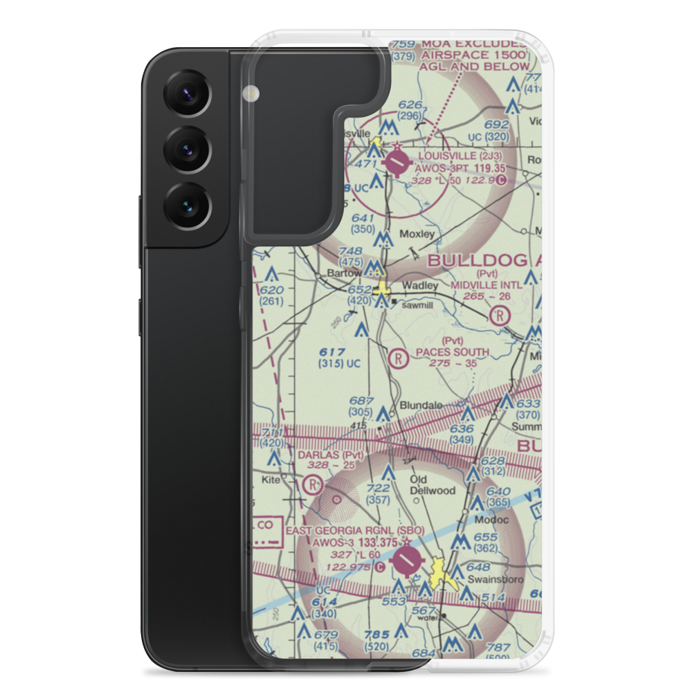 Paces South Farms Airport (82GA) VFR Sectional Samsung Case Samsung Galaxy S22 Plus model shown
