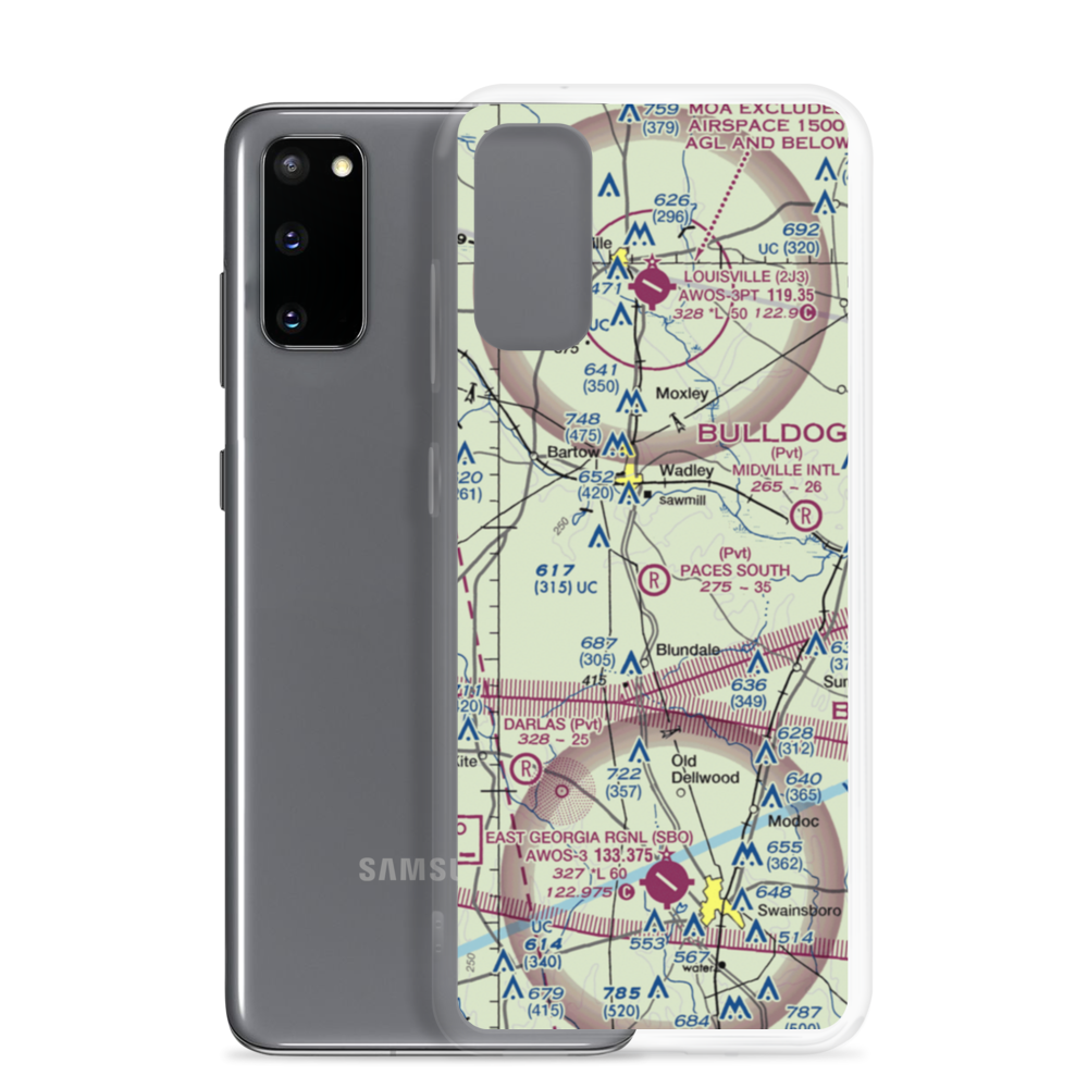 Paces South Farms Airport (82GA) VFR Sectional Samsung Case Samsung Galaxy S20 model shown
