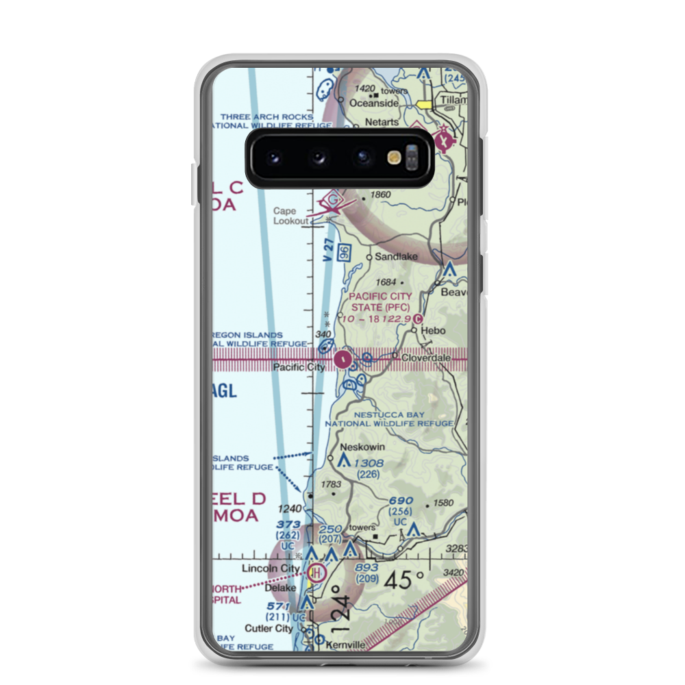 Pacific City State Airport (PFC) VFR Sectional Samsung Case Samsung Galaxy S10 model shown