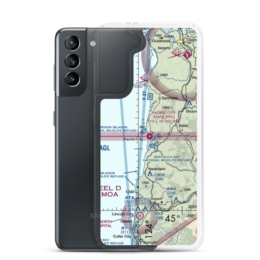 Pacific City State Airport (PFC) VFR Sectional Samsung Case Samsung Galaxy S21 model shown