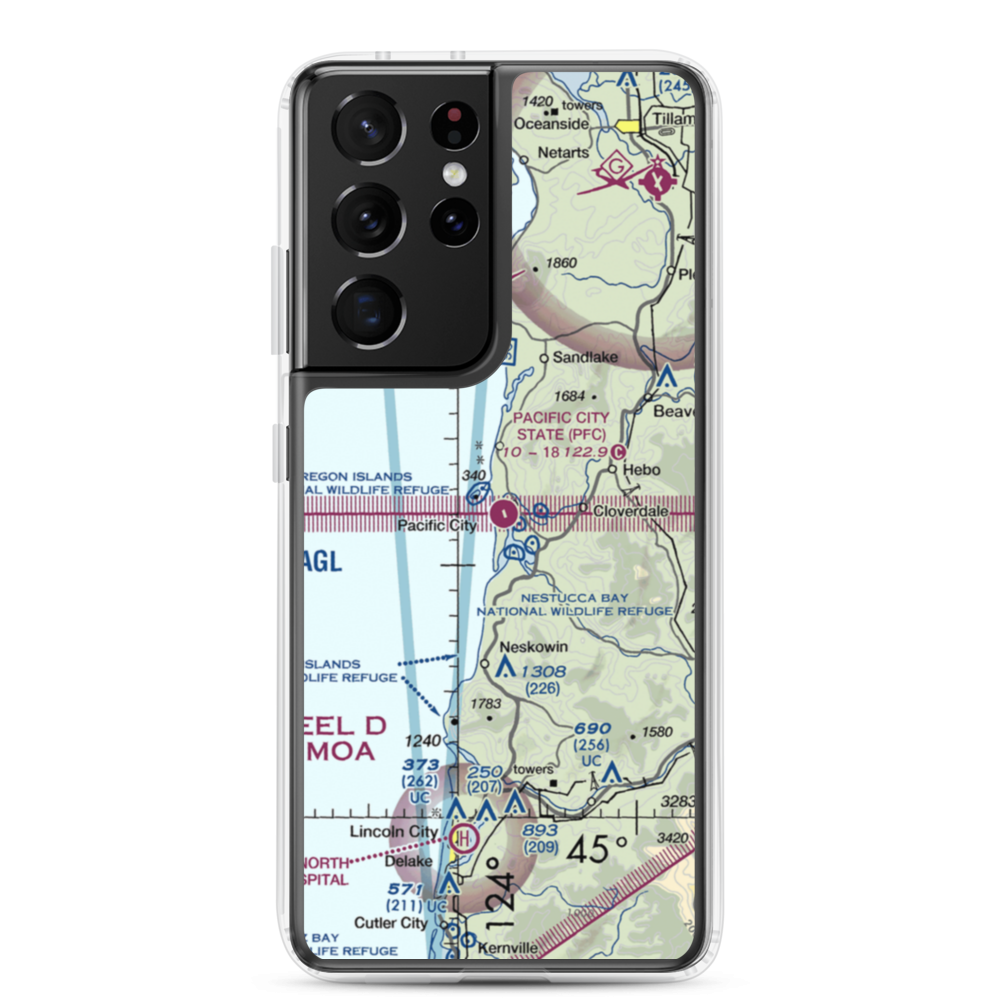 Pacific City State Airport (PFC) VFR Sectional Samsung Case Samsung Galaxy S21 Ultra model shown