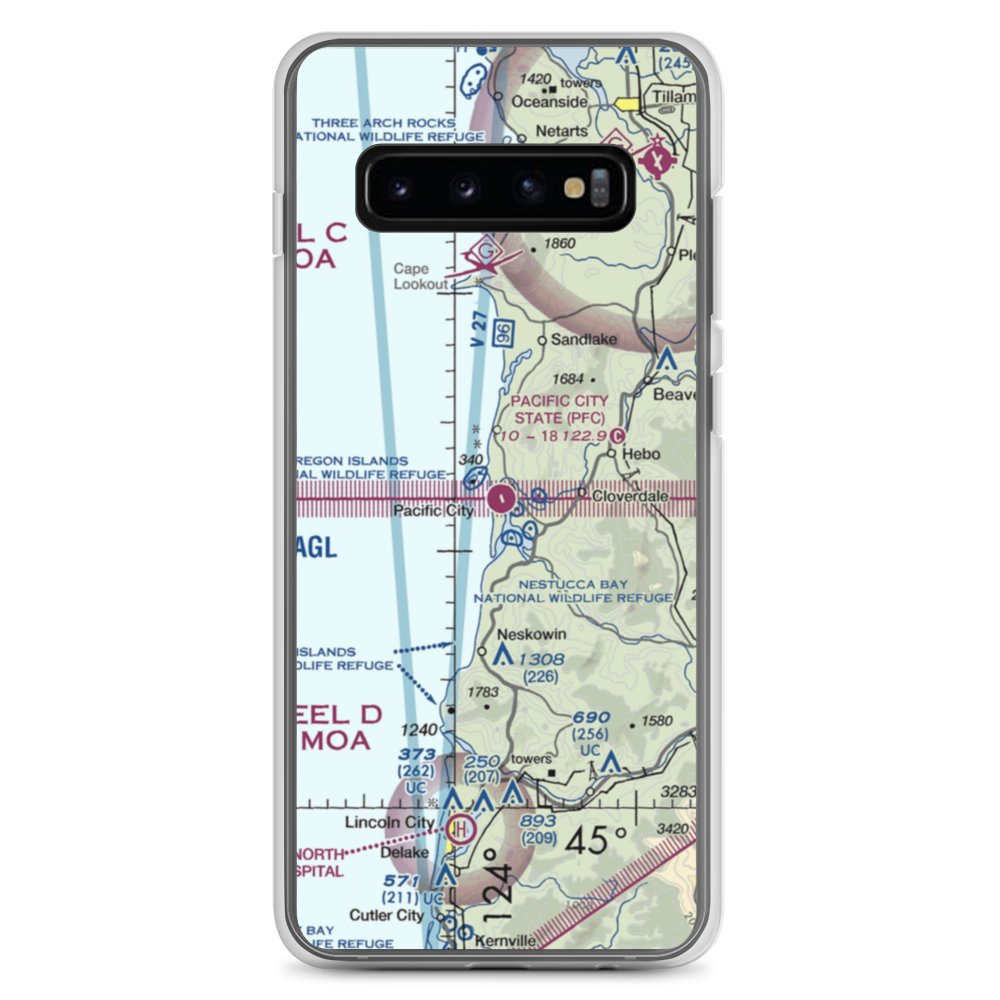 Pacific City State Airport (PFC) VFR Sectional Samsung Case Samsung Galaxy S10+ model shown
