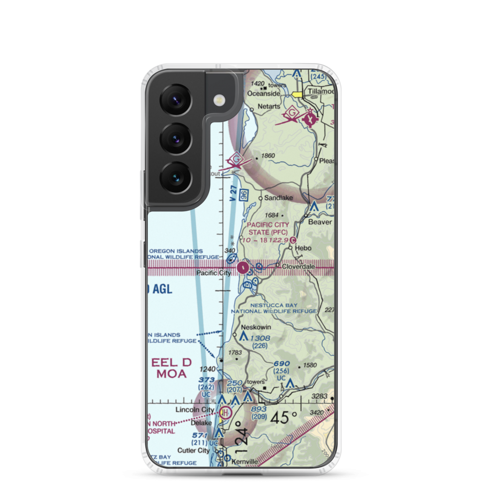 Pacific City State Airport (PFC) VFR Sectional Samsung Case Samsung Galaxy S22 model shown
