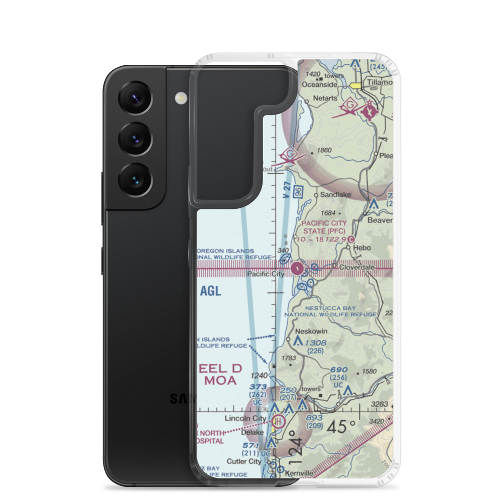 Pacific City State Airport (PFC) VFR Sectional Samsung Case Samsung Galaxy S22 model shown