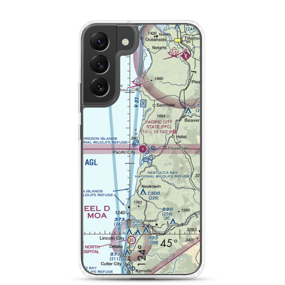 Pacific City State Airport (PFC) VFR Sectional Samsung Case Samsung Galaxy S22 Plus model shown