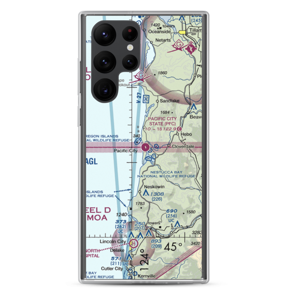 Pacific City State Airport (PFC) VFR Sectional Samsung Case Samsung Galaxy S22 Ultra model shown