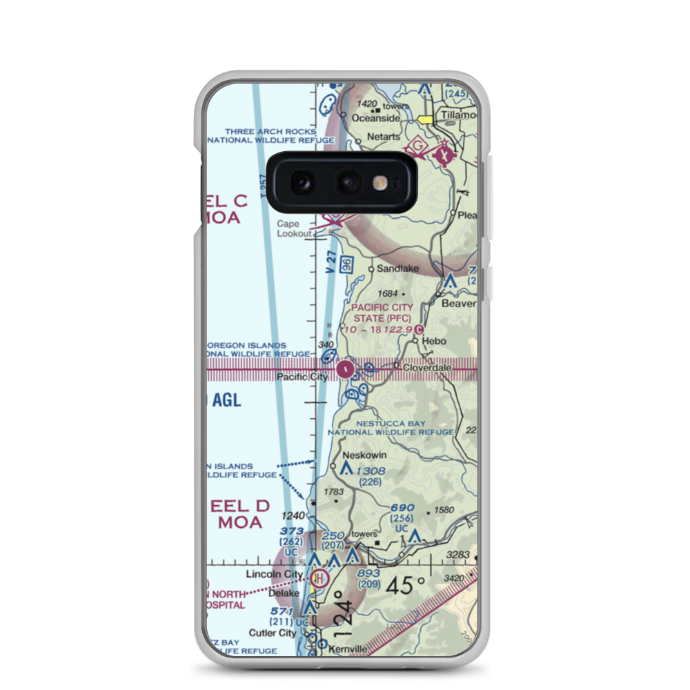 Pacific City State Airport (PFC) VFR Sectional Samsung Case Samsung Galaxy S10e model shown