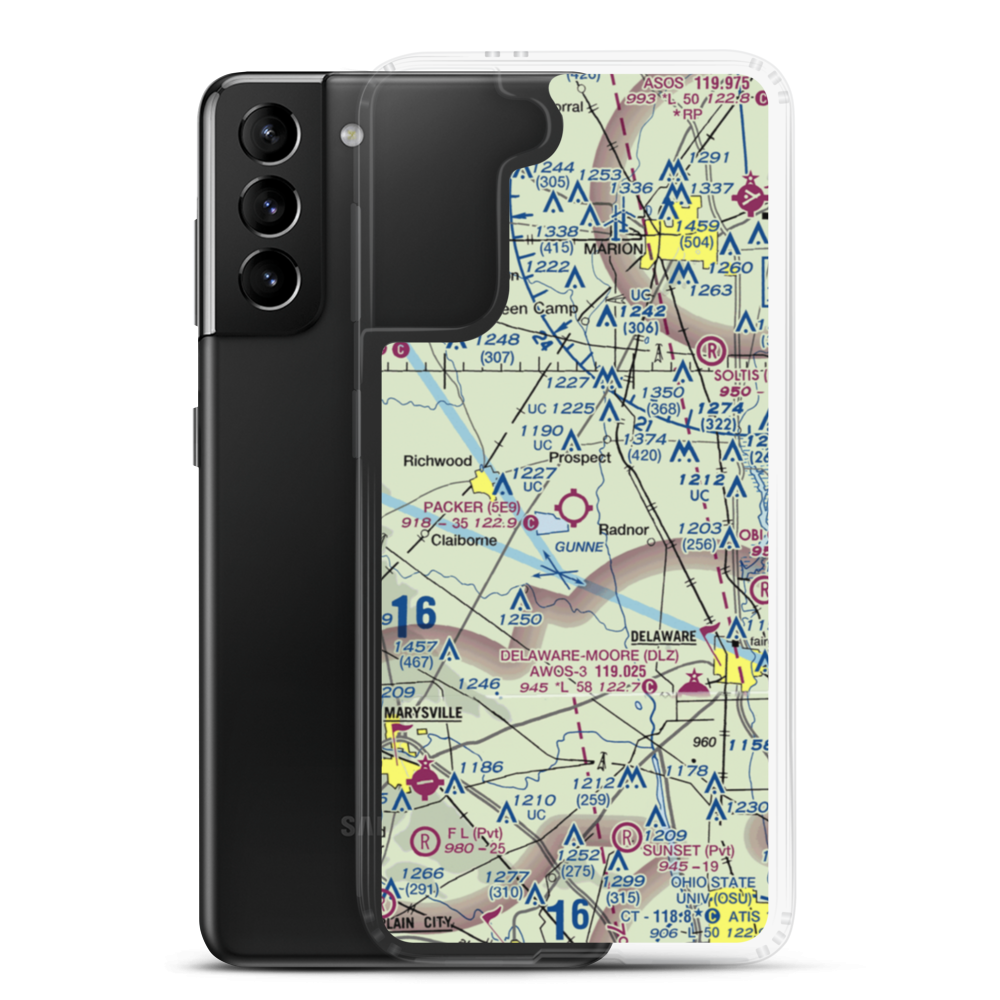 Packer Airport (5E9) VFR Sectional Samsung Case Samsung Galaxy S21 Plus model shown