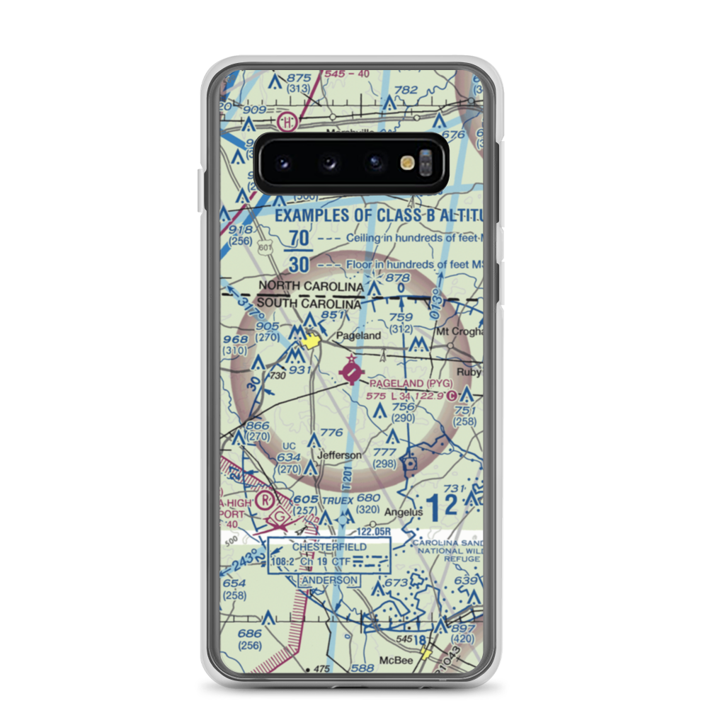 Pageland Airport (PYG) VFR Sectional Samsung Case Samsung Galaxy S10 model shown