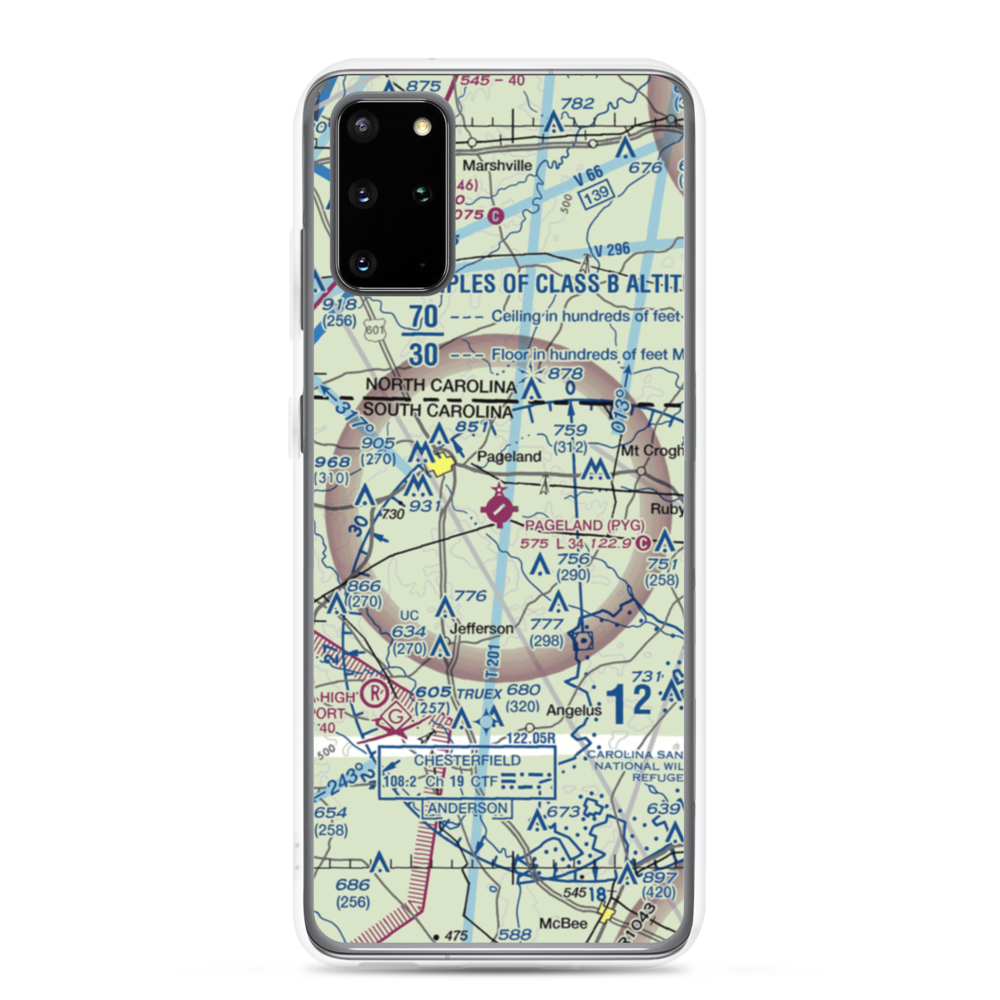 Pageland Airport (PYG) VFR Sectional Samsung Case Samsung Galaxy S20 Plus model shown