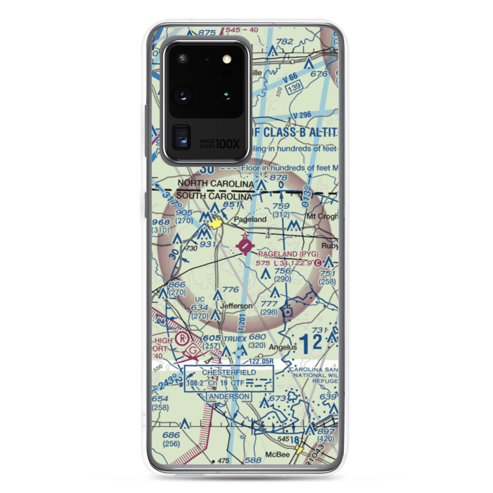 Pageland Airport (PYG) VFR Sectional Samsung Case Samsung Galaxy S20 Ultra model shown